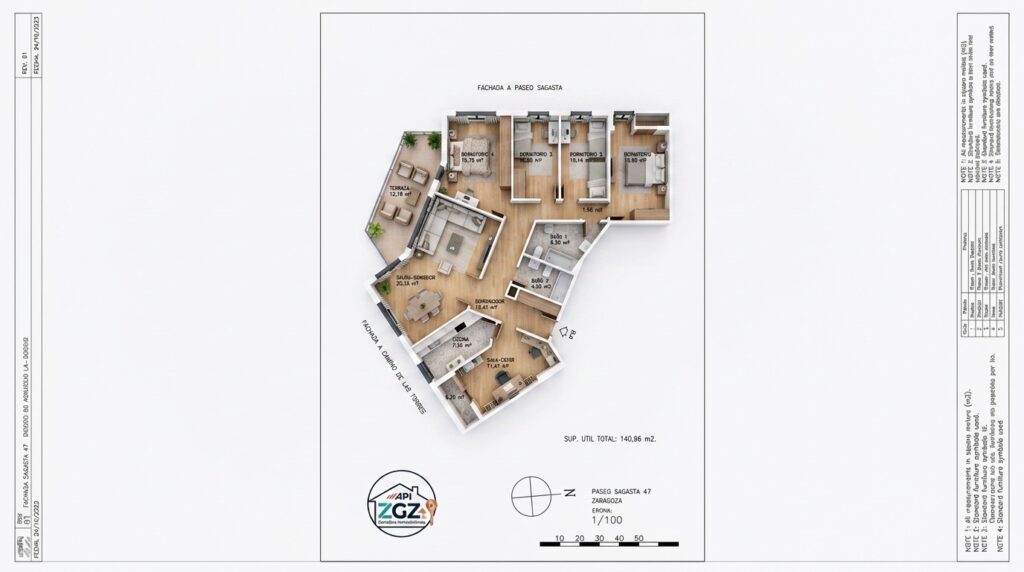 Plano del piso en paseo sagasta 47, Zaragoza