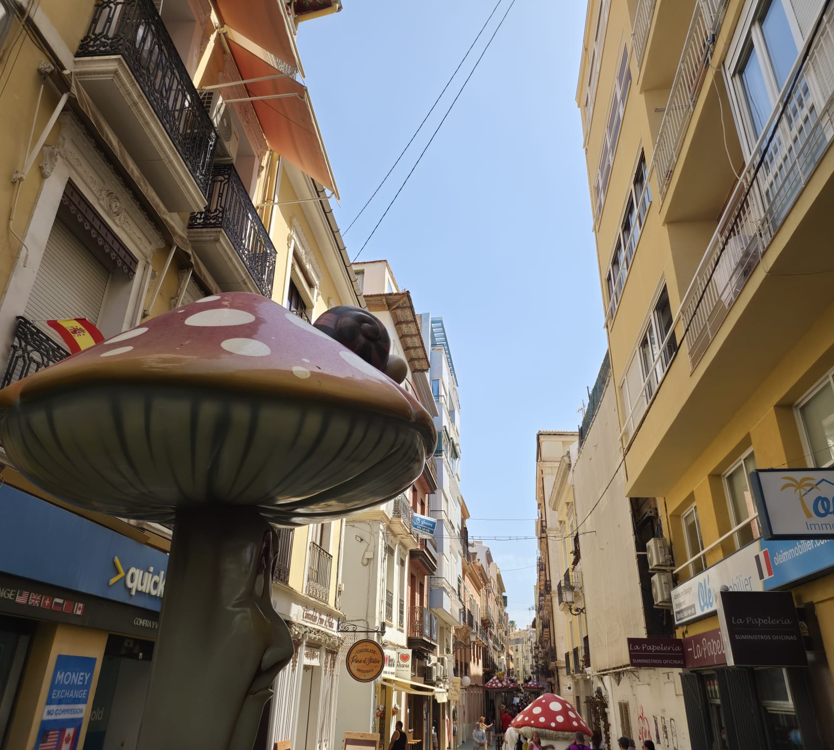 Seta con el caracol en la calle peatonal